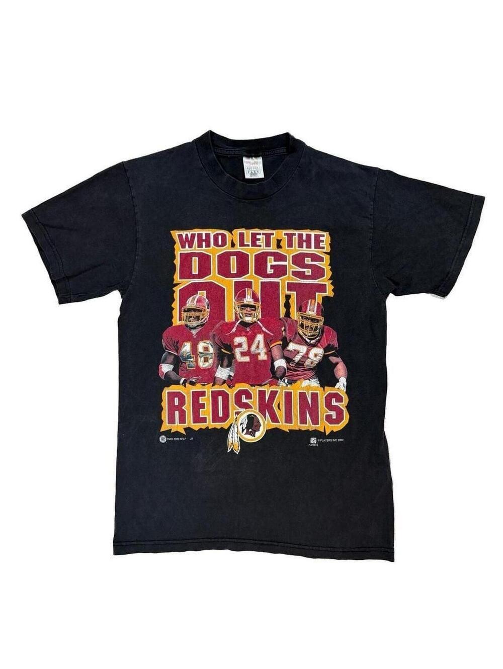 Vintage 2000 Washington Redskins Who Let The Dogs Out Graphic T-Shirt